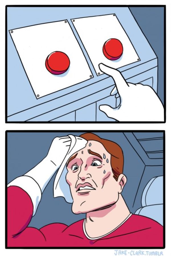 Two Buttons meme about Smalls