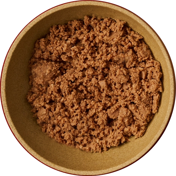 A round bowl full of Smalls fresh food seen from above